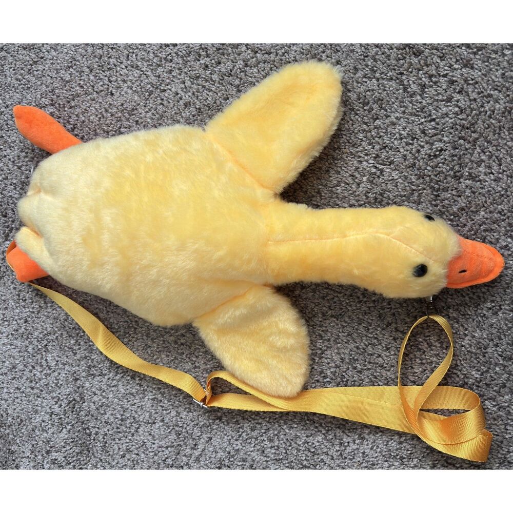 Super Soft 19" Plush Yellow Pet Duck Crossbody Purse Lays Across Chest